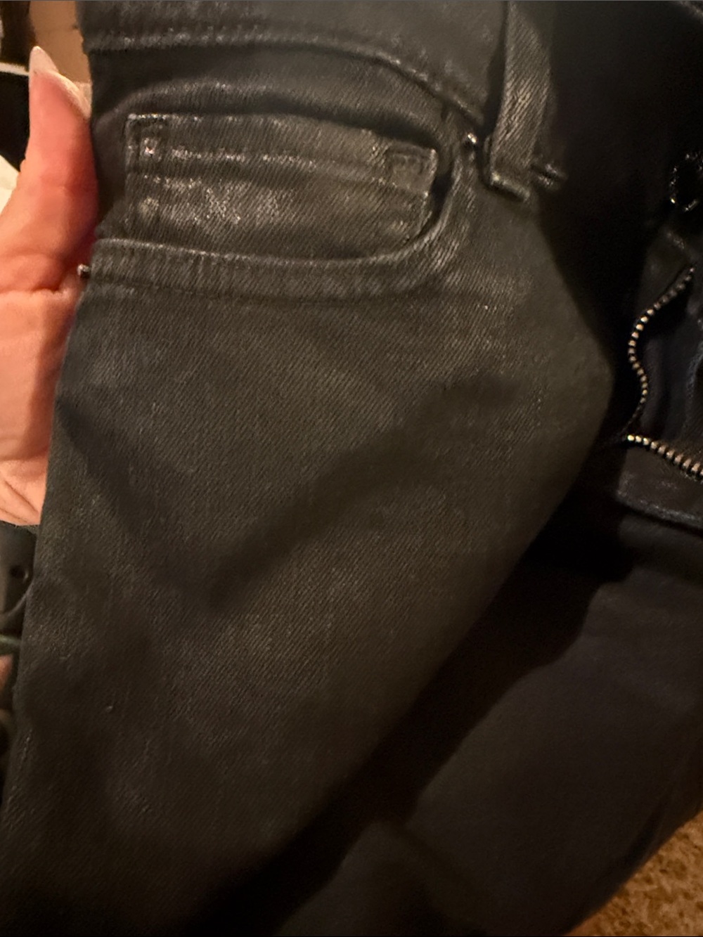 Michael Kors Dark Blue Sheen Wash Skinny Jeans - Dark Wash - Picture 5 of 5